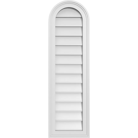 Ekena Millwork Round Top Surface Mount PVC Gable Vent w/ 2"W x 1-1/2"P Brickmould Frame, 12"W x 40"H GVPRT12X4002SN